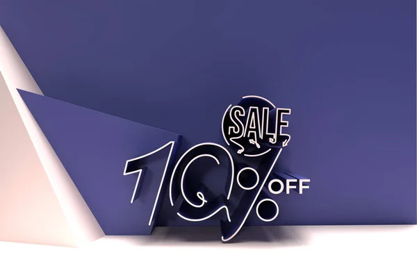 3D Render Abstract 10% Sale OFF Discount Banner 3D Illustration Design.