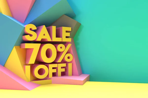 3D Render Abstract 70% Sale OFF Discount Banner 3D Illustration Design.