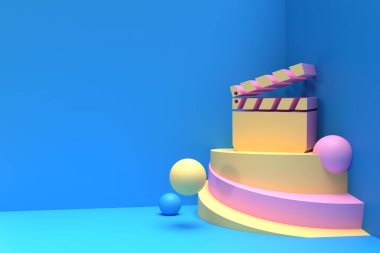 3B Render Film Yapıcı - Alkışlayıcı Tahta Simgesi Görüntü Ürünleri Reklamları 3B İllüstrasyon Tasarımı.