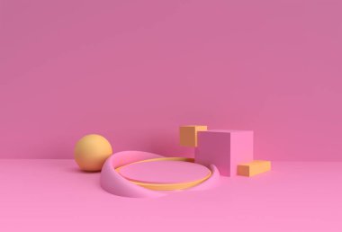 Ekran Ürünleri Reklam Tasarımı için 3B Asgari Podyum Sahnesi.