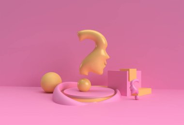 İnsan Yüzü Ekran Ürünleri Reklam Tasarım Elementi ile 3d Hazırlama Sorusu İşareti.
