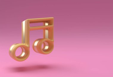 3D Render Golden Music Note. Flyer Poster İllüstrasyon Tasarımı.