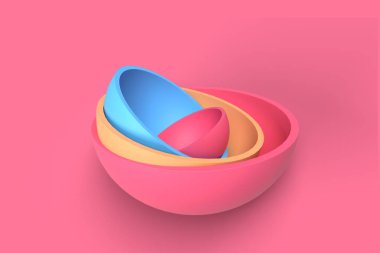 3d soyut, minimal modern çanak yığını, basit, temiz tasarım, 3B Render Illustration.