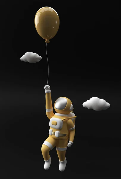 3d Render Spaceman Astronaut Floating with Balloon 3d illustration Design.