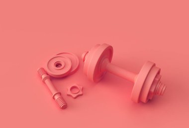 3d Render Dambıl Seti, Gerçekçi Detaylı Yakından İzole edilmiş Spor Elemanı Aptal Tasarım.