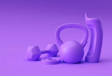 3d Render Dambıl Seti, Gerçekçi Detaylı Yakından İzole edilmiş Spor Elemanı Aptal Tasarım.