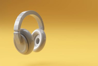 Sarı Kulaklıklar Sarı Arkaplanda İzole Edildi.