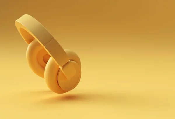 Rendering Yellow Headphones Isolated Yellow Background — Stock Photo, Image