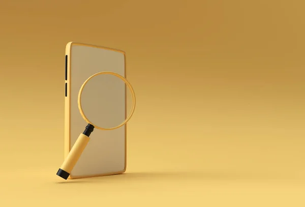 Ampliação Conceito Rede Pesquisa Vidro Modelo Tela Branco Smartphone Abstrato — Fotografia de Stock