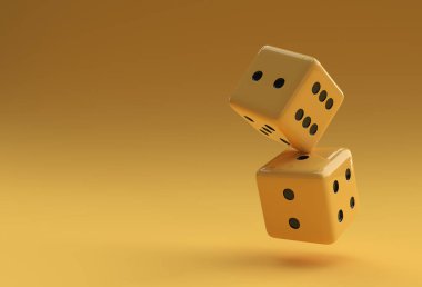 3B Render Düşen Kumarhane Dice Simge Çizimi Tasarımı.