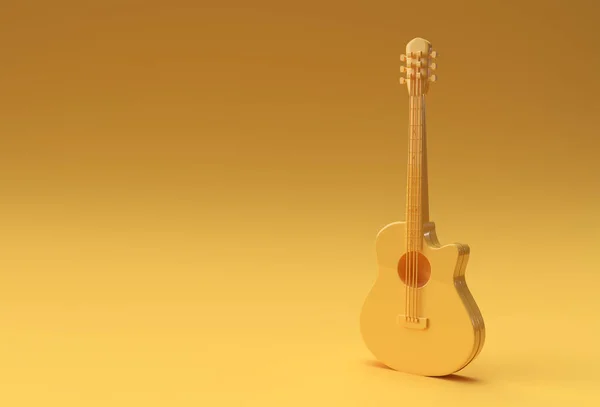 Render Acoustic Guitar Желтом Фоне Иллюстрации Design — стоковое фото