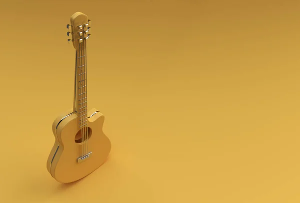 Render Acoustic Guitar Желтом Фоне Иллюстрации Design — стоковое фото