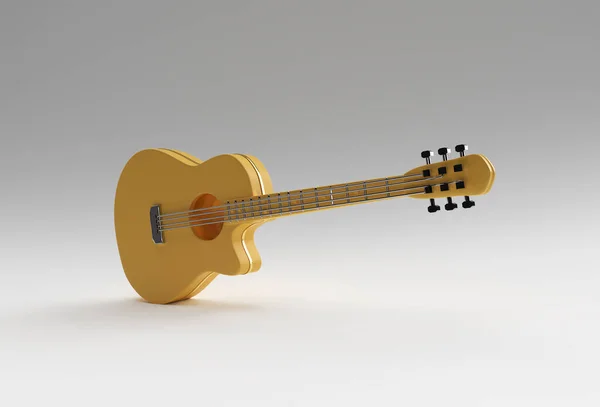 Beyaz Arkaplan Resim Tasarımı Üzerinde Render Akustik Gitar — Stok fotoğraf