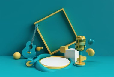 Görüntü Ürünleri Reklam Tasarımı için Minimum Podyum Sahnesi 3B Render Müzik Arkaplan Sahnesi.
