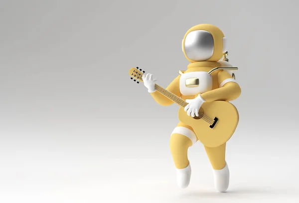 Render Astronaut Beim Gitarrespielen Illustration Design — Stockfoto