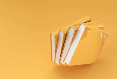 3B Render Kitap yığını renkli ders kitabı yer imi tasarımı kaplamaları.