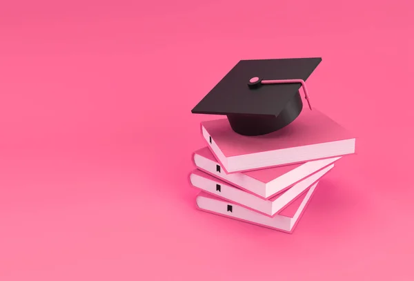 Rendering Van Graduation Cap Boeken Realistische Vormen Onderwijs Online Concept — Stockfoto