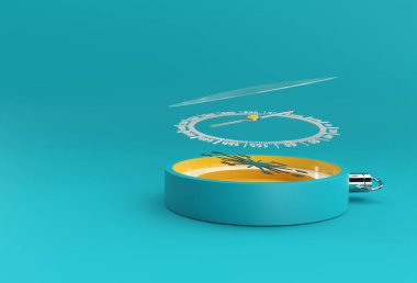 Turkuaz Pusula 3d Resim Çizimi.