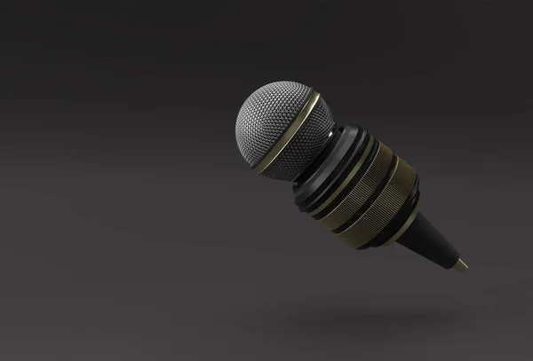 Journalism Concept Live News Mic Camera Renderind Background — Stock Photo, Image