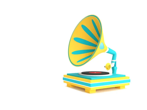 Render Illustration Von Grammophon Auf Farbigem Hintergrund — Stockfoto