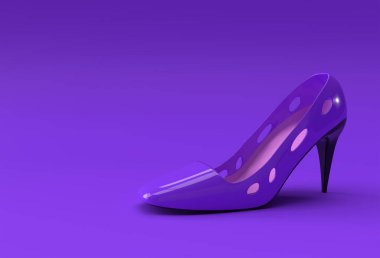 Renkli bir arkaplanda yüksek tepelerde 3D Renkli Klasik Kadın Ayakkabıları.