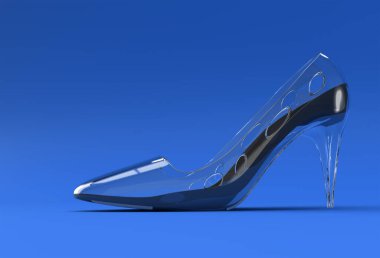Renkli bir arkaplanda yüksek tepelerde 3D Renkli Klasik Kadın Ayakkabıları.