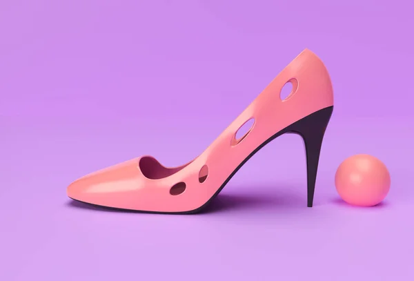 Render Стильная Классическая Женская Обувь Высоких Шпильках Цветном Фоне — стоковое фото