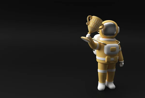 Framgångsrik Astronaut Fick Första Pris Trofé Rendering — Stockfoto