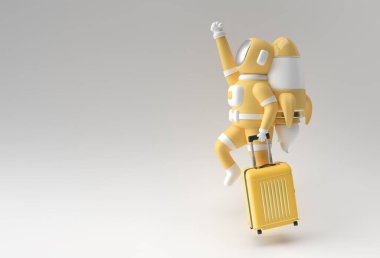3d Render Astronot Seyahat Çantası 3d İllüstrasyon Tasarımı.