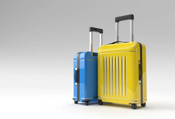 Render Polycarbonate Suitcase Pastel White Background — 스톡 사진