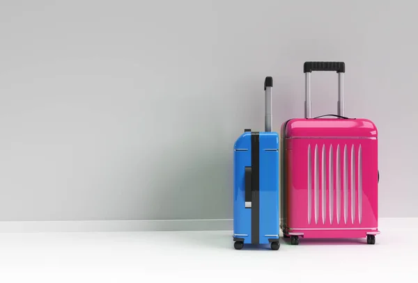 Render Polycarbonate Suitcase Pastel White Background — 스톡 사진