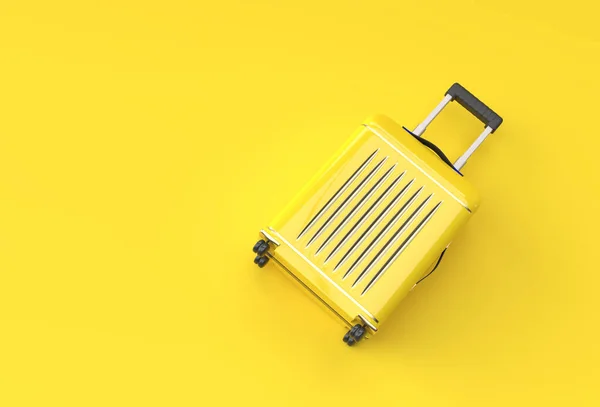 Render Polycarbonate Suitcase Pastel Yellow Background — 스톡 사진