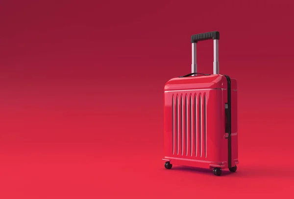 3Dレンダリングポリカーボネートスーツケース上の赤紫色の背景 — ストック写真