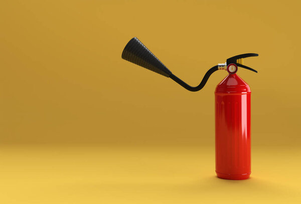 3D Render Fire Extinguisher Pastel Color Background.