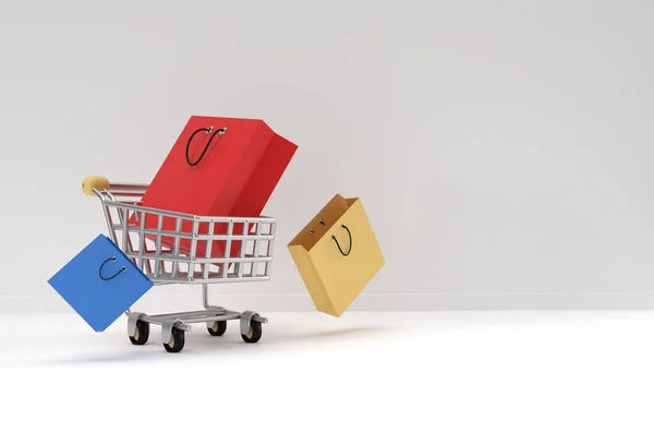 Render Shopping Cart Shopping Bag Icon Design — стоковое фото