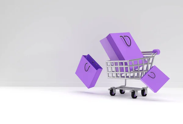 Render Shopping Cart Shopping Bag Icon Design — стоковое фото