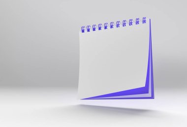 3D Render Notebook tasarım ve reklamcılık için temiz boşluk, 3d illüstrasyon perspektifi görünümü ile maket.