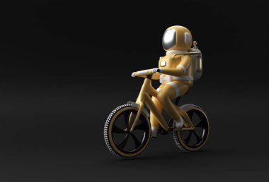 3D Render Concept of astronaut bicycle 3D art design illustration.