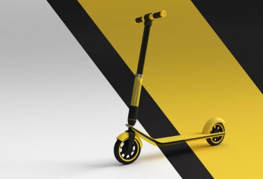 Çocuklar için 3 Boyutlu Tek İtme Scooter Tasarımı Çizimi.