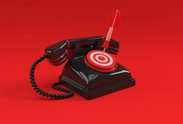 Koncepcja Renderowania Starego Telefonu Strzałką Celem Art Design Ilustracja — Zdjęcie stockowe