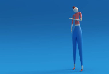 Ayakta duran kadının 3 boyutlu çizimi, 3 boyutlu canlandırma tasarımı.