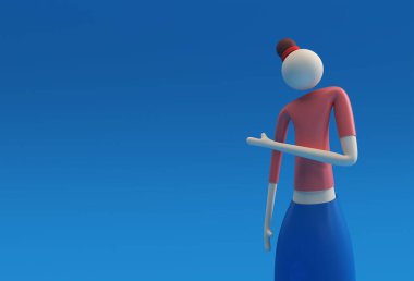 Ayakta duran kadının 3 boyutlu çizimi, 3 boyutlu canlandırma tasarımı.