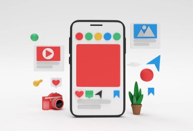 Yaratıcı 3D Render Mobile Mobile Mobile Mobile Mobile Mobile Sosyal medya geliştirme afişi, pazarlama materyali, sunum, çevrimiçi reklamcılık.