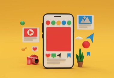 Yaratıcı 3D Render Mobile Mobile Mobile Mobile Mobile Mobile Sosyal medya geliştirme afişi, pazarlama materyali, sunum, çevrimiçi reklamcılık.