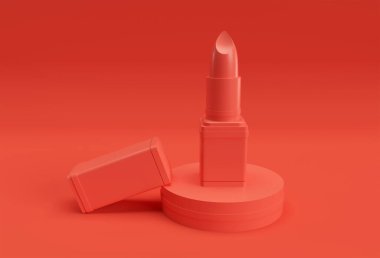 3D Render Mockup of Lipsticks Minimal Podium Scene for Display Products Advertising Design.