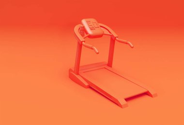 3d Rendering Treadmill or Running Machine on Orange Background