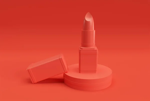 Render Mockup Lipsticks Minimal Podium Scene Display Products Advertising Design — Zdjęcie stockowe