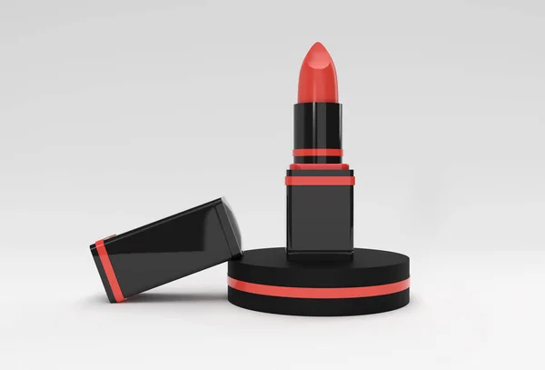 Render Mockup Lipsticks Minimal Podium Scene Display Products Advertising Design — Zdjęcie stockowe