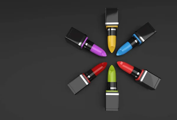 Render Mockup Colorful Lipsticks Display Products Advertising Design — Foto de Stock