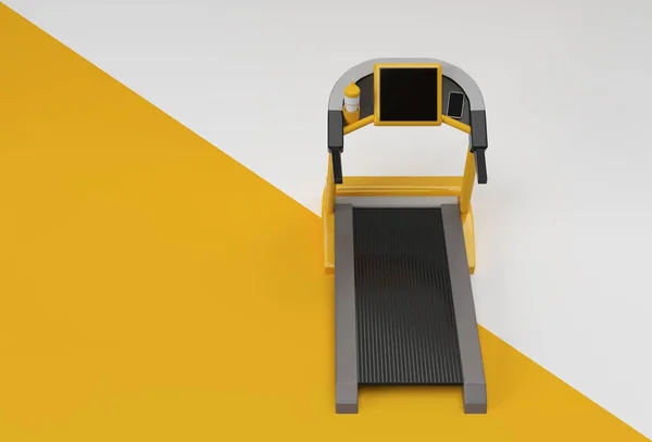 Rendering Treadmill Running Machine Yellow Background — Fotografia de Stock